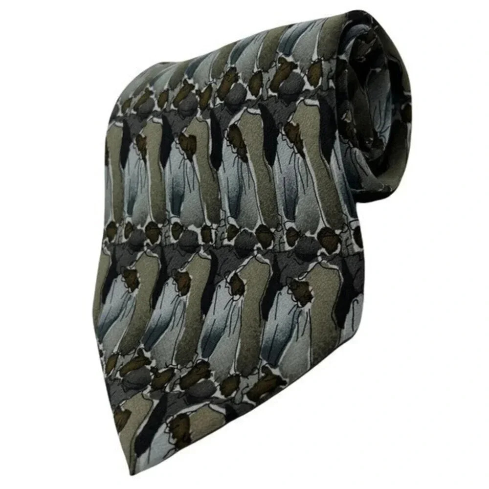 Vintage‎ JERRY GARCIA at the Bunny Fights Collection Sixteen Neck Tie Silk Gray‌